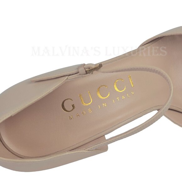 GUCCI SHOES PUMPS PINK LEATHER GG LOGO PLATFORM HIGH HEEL sz 40 10 - Picture 8 of 16